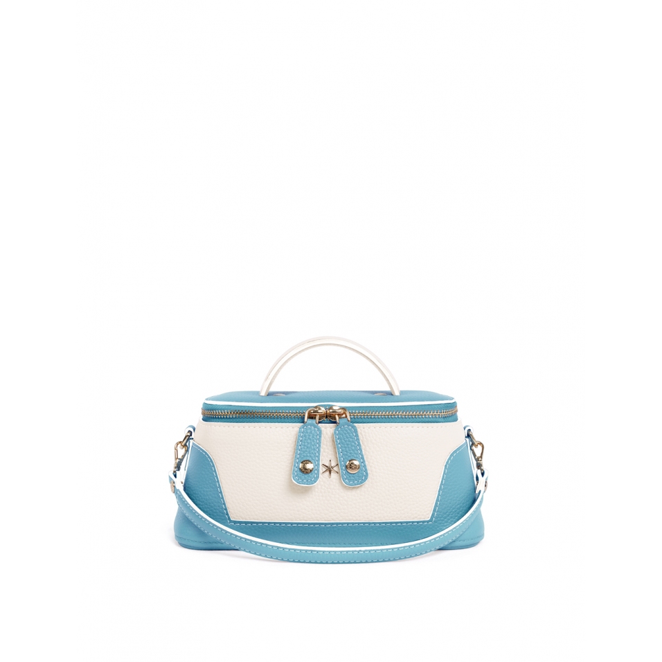 'Lingot Duo' Sac à main Cuir Nappa Azur, Crème & Or
