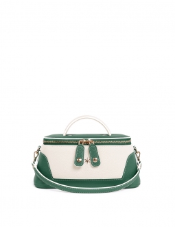 'Lingot Duo' Sac à main Cuir Nappa Vert Pin, Crème & Or