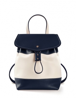 'Fontainebleau' Sac à dos Cuir Bleu Nuit & Or