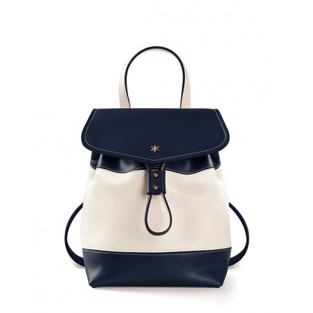 'Fontainebleau' Leather Backpack Dark Blue & Gold