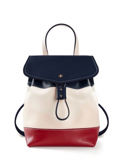 'Fontainebleau Duo' Leather Backpack Cream, Bordeau, dark Blue & Gold