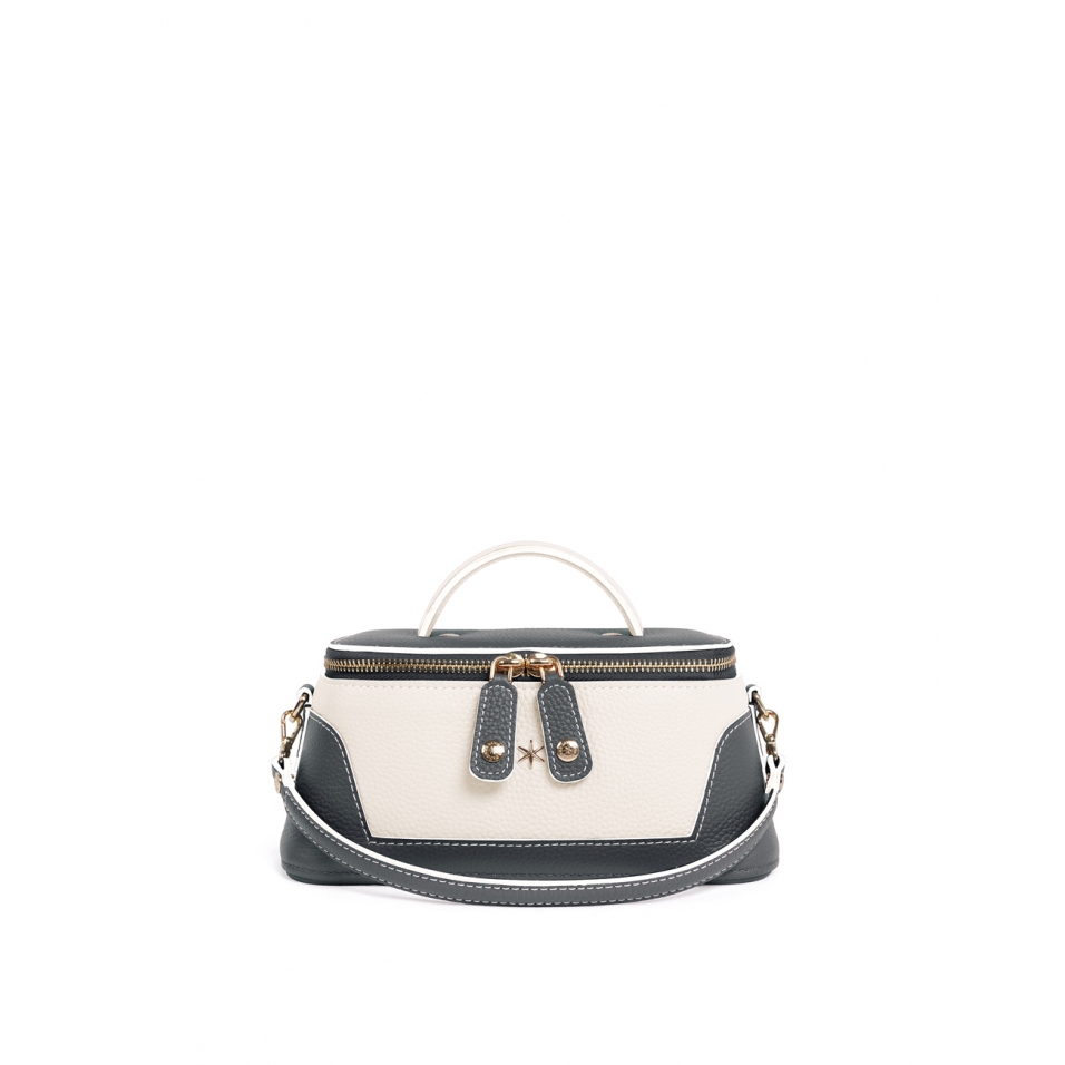 'Lingot Duo' Sac à main Cuir Nappa Ardoise, Crème & Or