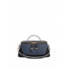 'Lingot Duo' Sac à main Cuir Nappa Ébène, Bleu Nuit & Or