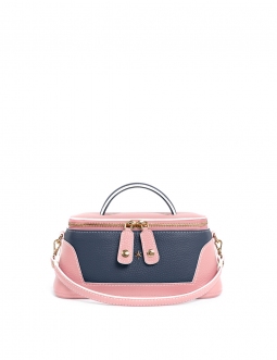 'Lingot Duo' Sac à main Cuir Nappa Rose Poudré, Bleu Nuit & Or