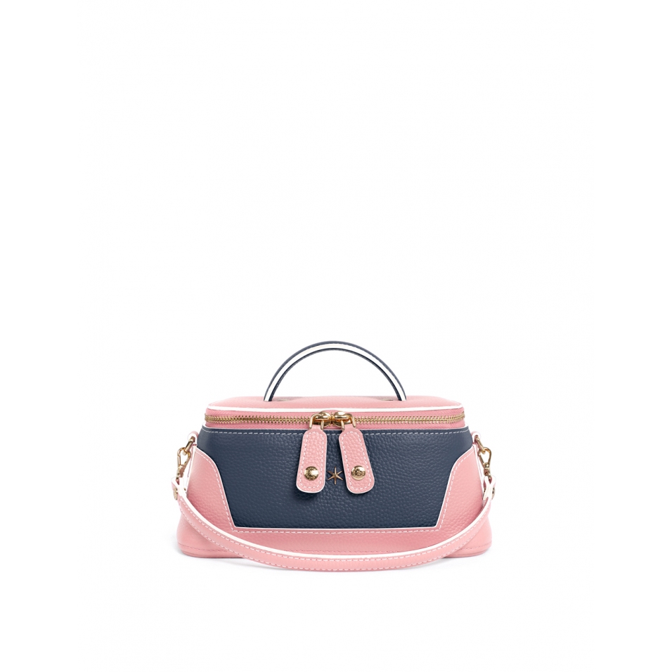 'Lingot Duo' Nappa Leather handbag Light Pink, Night Blue & Gold