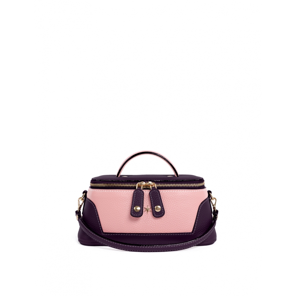 'Lingot Duo' Sac à main Cuir Nappa Cassis, Rose Poudré & Or