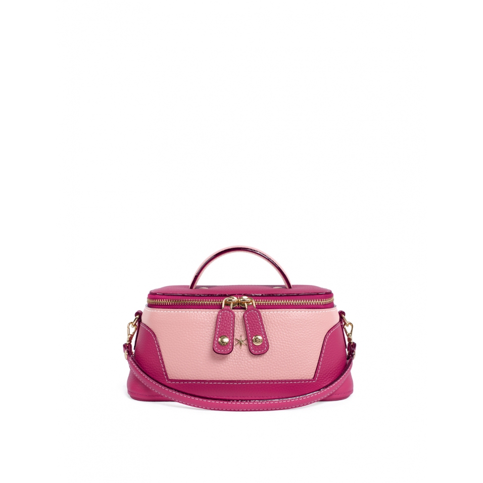 'Lingot Duo' Sac à main Cuir Nappa Fuchsia, Rose Poudré & Or