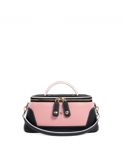 'Lingot Duo' Sac à main Cuir Nappa Ébène, Rose Poudré & Or