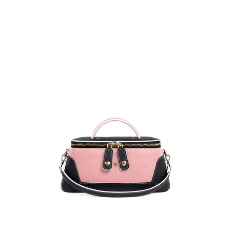 'Lingot Duo' Sac à main Cuir Nappa Ébène, Rose Poudré & Or