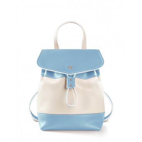 'Fontainebleau' Leather Backpack Light Blue & Gold
