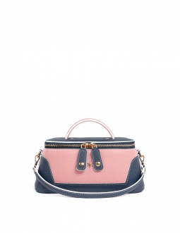 'Lingot Duo' Sac à main Cuir Nappa Bleu Nuit, Rose Poudré & Or