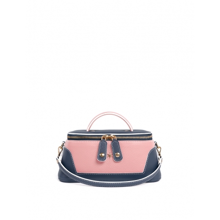 'Lingot Duo' Sac à main Cuir Nappa Bleu Nuit, Rose Poudré & Or