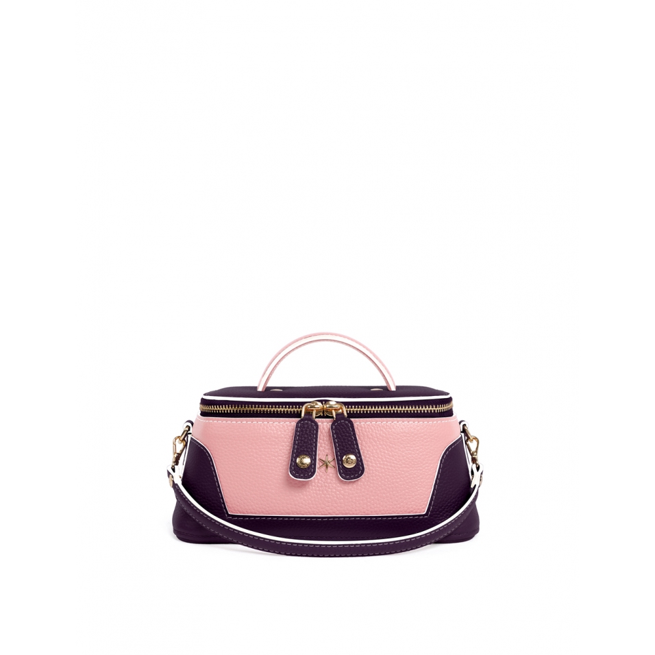 'Lingot Duo' Sac à main Cuir Nappa Cassis, Rose Poudré & Or