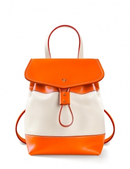 'Fontainebleau' Leather Backpack Orange & Gold