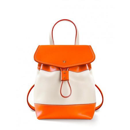 'Fontainebleau' Leather Backpack Orange & Gold