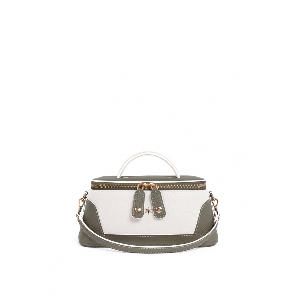 'Lingot Duo' Nappa Leather handbag Elephant Grey, Snow White & Gold