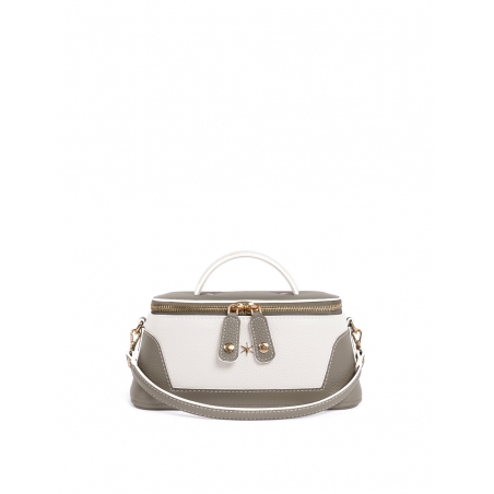 'Lingot Duo' Sac à main Cuir Nappa Tourterelle, Neige & Or
