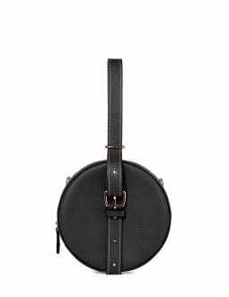 'Macaron' Sac à main Rond Cuir Nappa Ébène