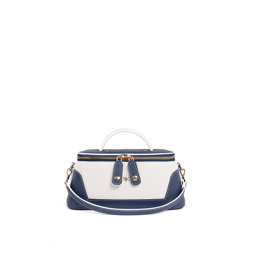 'Lingot Duo' Sac à main Cuir Nappa Marine, Neige & Or