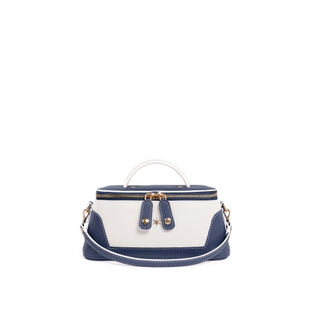 'Lingot Duo' Nappa Leather handbag Navy Blue, Snow White & Gold