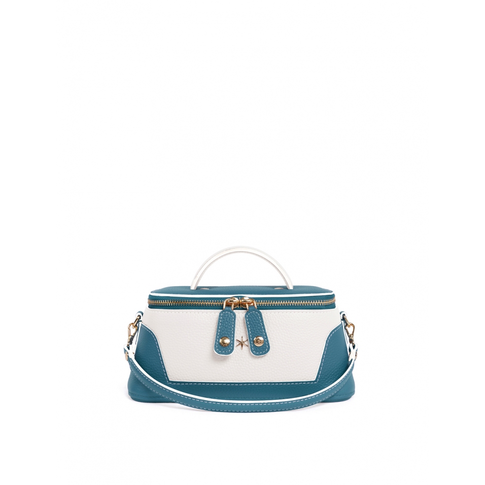 'Lingot Duo' Sac à main Cuir Nappa Indigo, Neige & Or