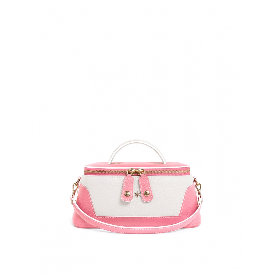 'Lingot Duo' Nappa Leather handbag Rose, Snow White& Gold
