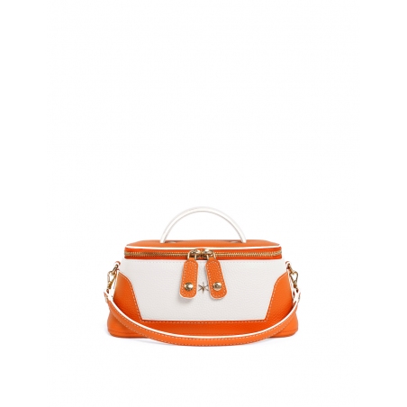 'Lingot Duo' Sac à main Cuir Nappa Orange, Neige & Or