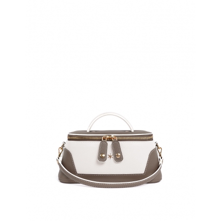 'Lingot Duo' Nappa Leather handbag Volcan, Snow White & Gold