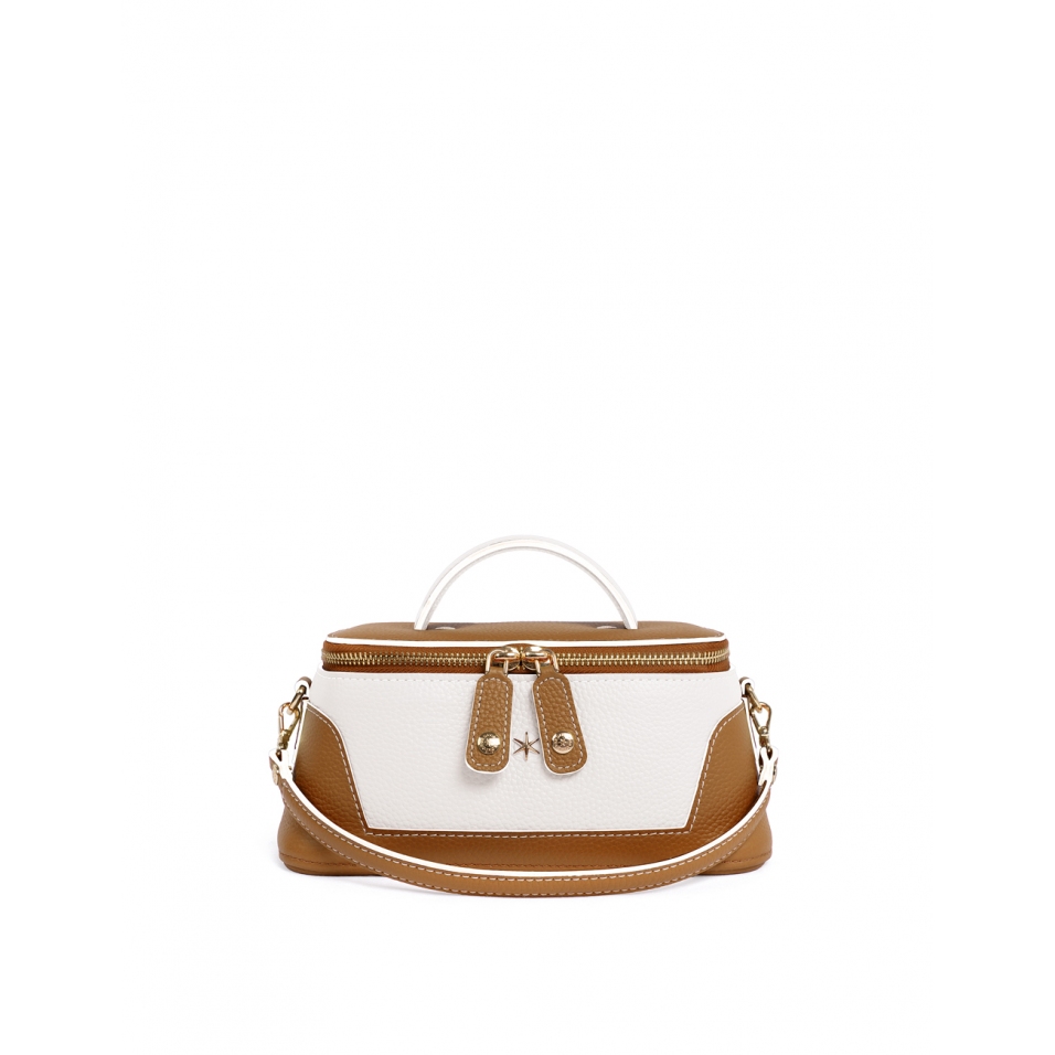 'Lingot Duo' Sac à main Cuir Nappa Cognac, Neige & Or