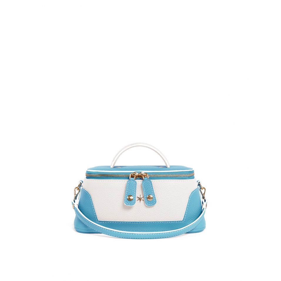 'Lingot Duo' Nappa Leather handbag Sky Blue, Snow White & Gold