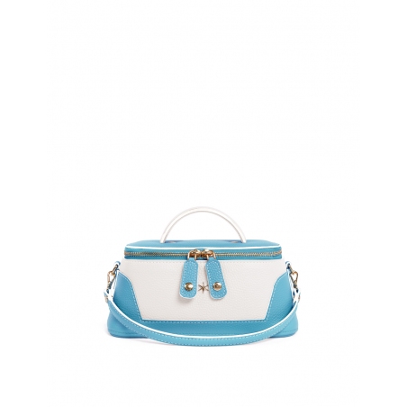 'Lingot Duo' Nappa Leather handbag Sky Blue, Snow White & Gold