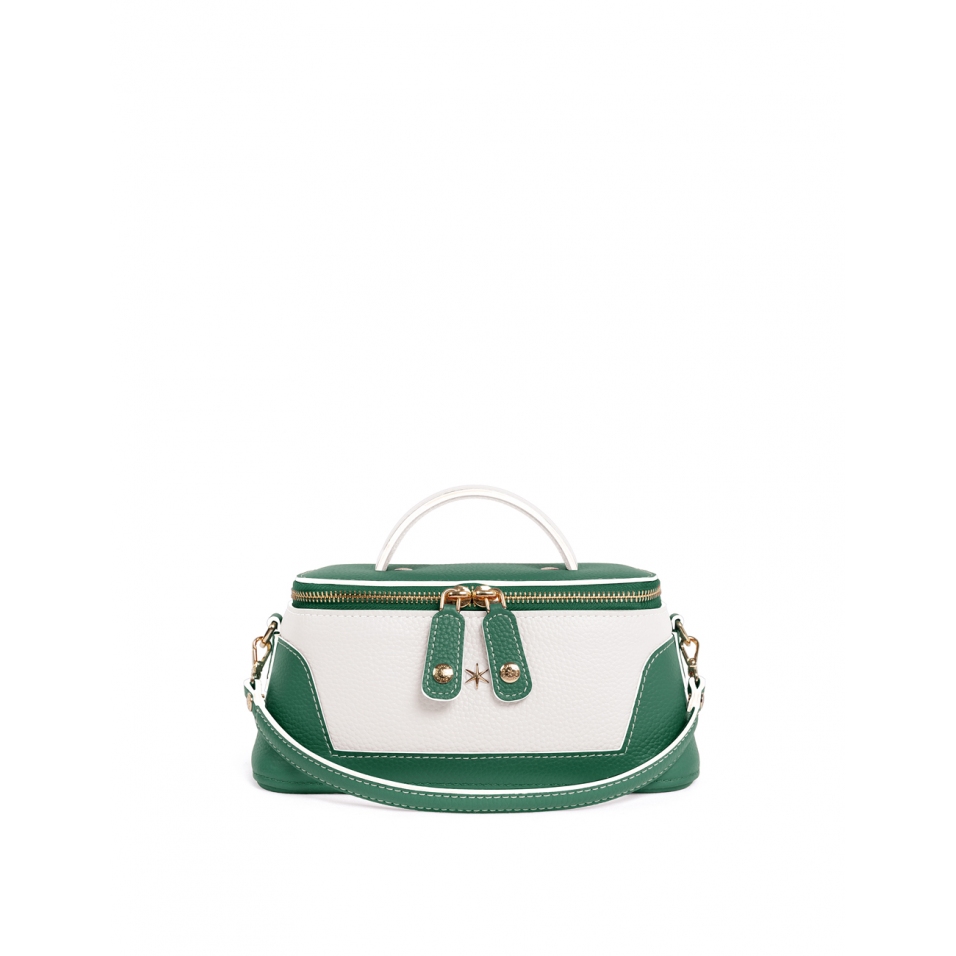 'Lingot Duo' Sac à main Cuir Nappa Vert Pin, Neige & Or