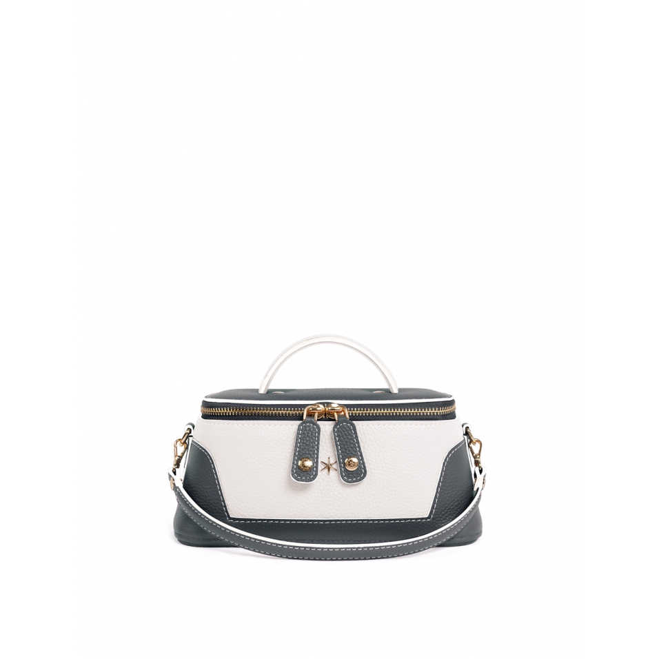 'Lingot Duo' Nappa Leather handbag Ardoise, Snow White & Gold