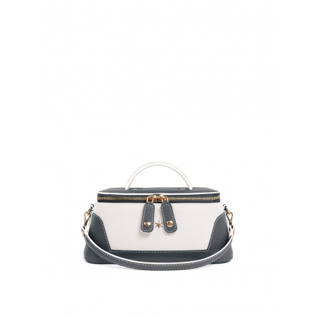 'Lingot Duo' Nappa Leather handbag Ardoise, Snow White & Gold