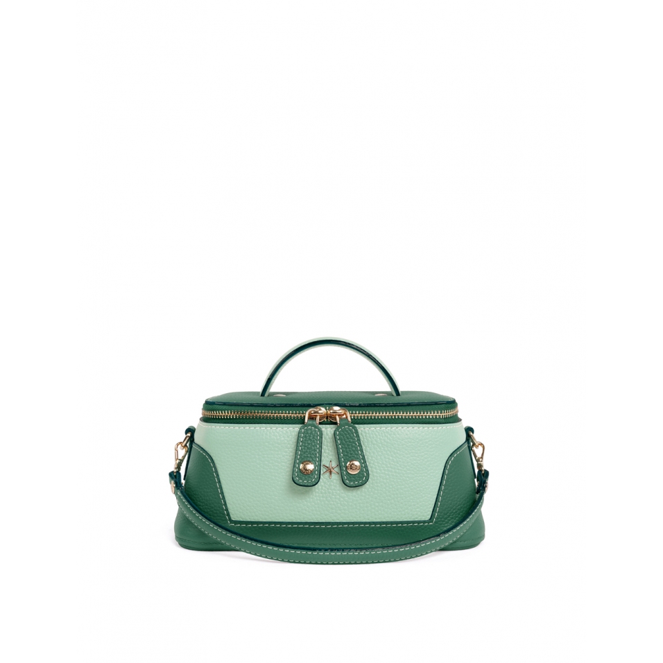 'Lingot Duo' Sac à main Cuir Nappa Vert Pin, Opaline & Or