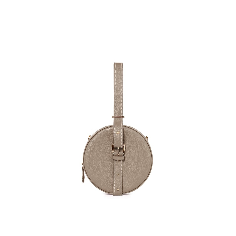 'Macaron' Sac à main Rond Cuir Nappa Tourterelle
