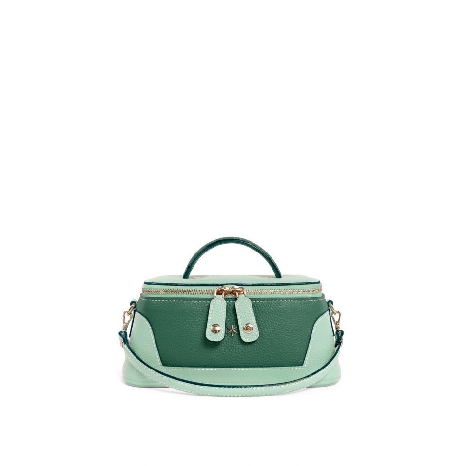 'Lingot Duo' Sac à main Cuir Nappa Opaline, Vert Pin & Or