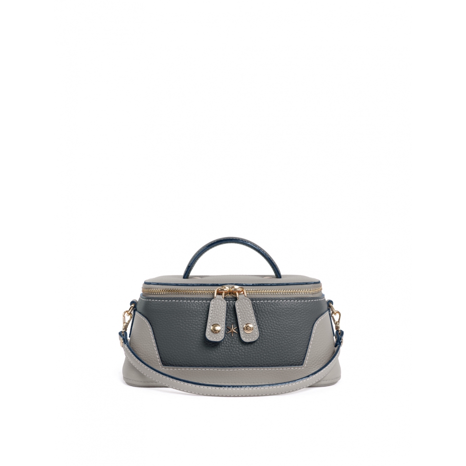 'Lingot Duo' Nappa Leather handbag Pearl Grey, Ardoise & Gold