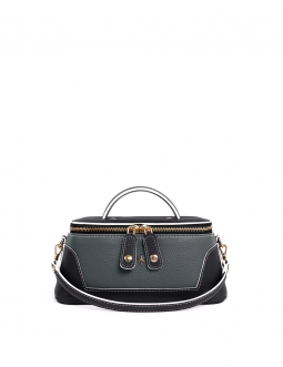 'Lingot Duo' Sac à main Cuir Nappa Ébène, Ardoise & Or