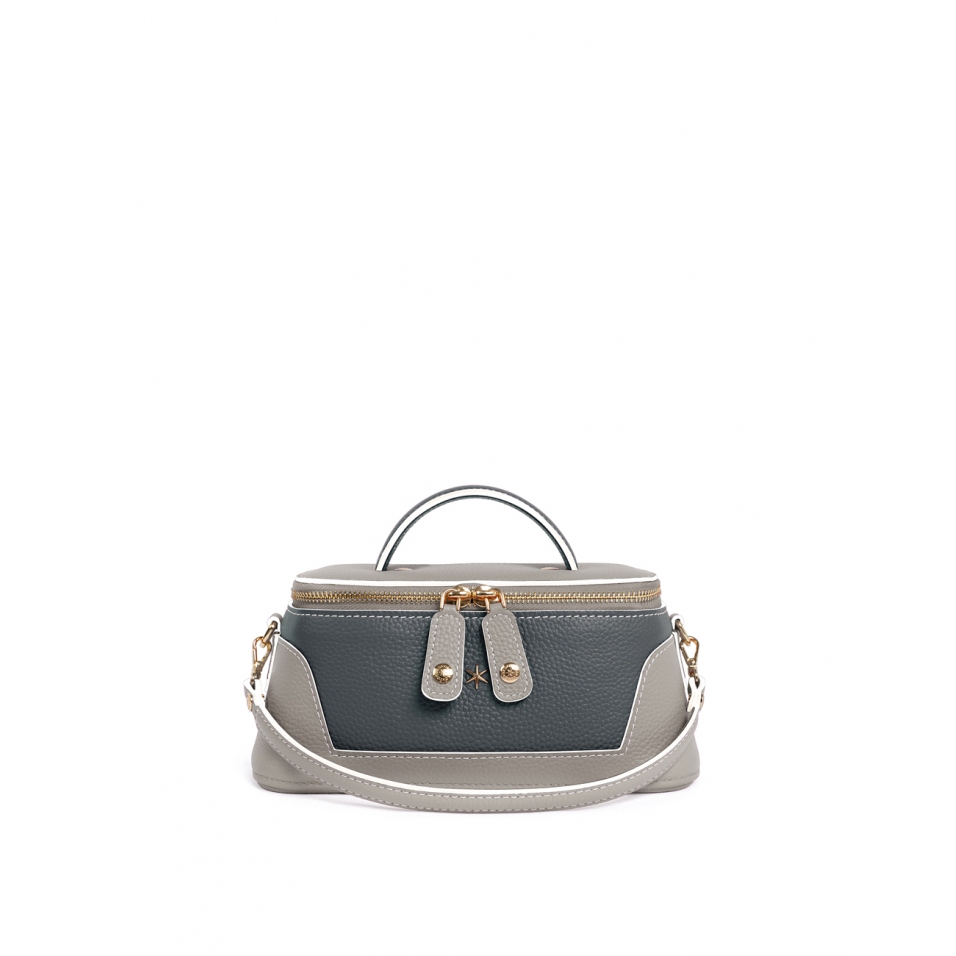 'Lingot Duo' Nappa Leather handbag Pearl Grey, Ardoise & Gold