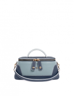 'Lingot Duo' Sac à main Cuir Nappa Bleu Nuit, Dragée & Or