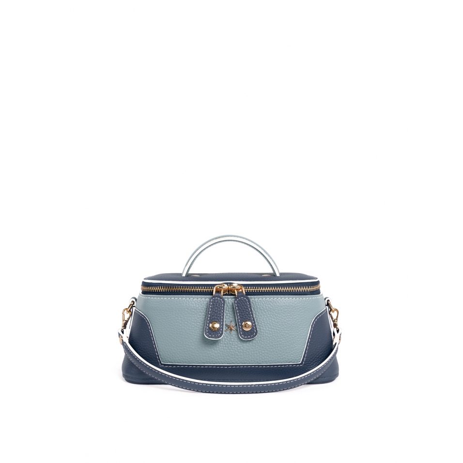 'Lingot Duo' Sac à main Cuir Nappa Bleu Nuit, Dragée & Or