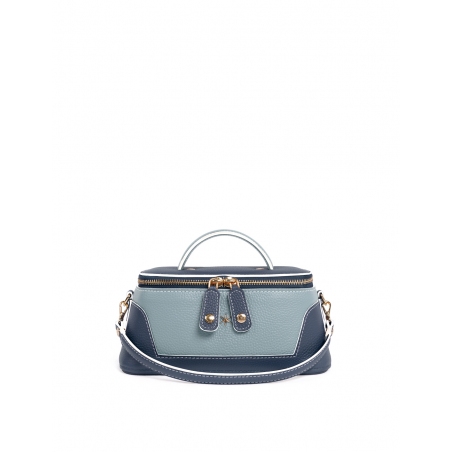 'Lingot Duo' Sac à main Cuir Nappa Bleu Nuit, Dragée & Or