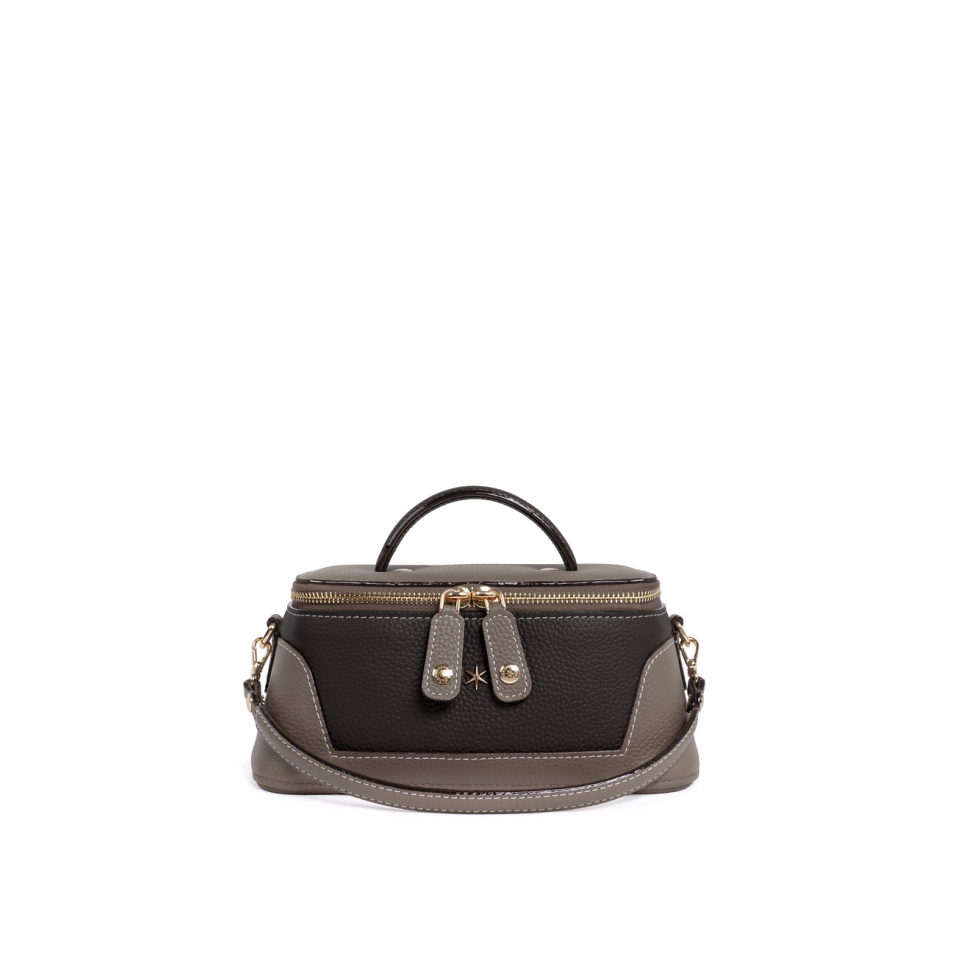 'Lingot Duo' Nappa Leather handbag Volcan, Chocolate & Gold