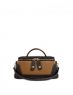 'Lingot Duo' Nappa Leather handbag Chocolate, Cognac& Gold