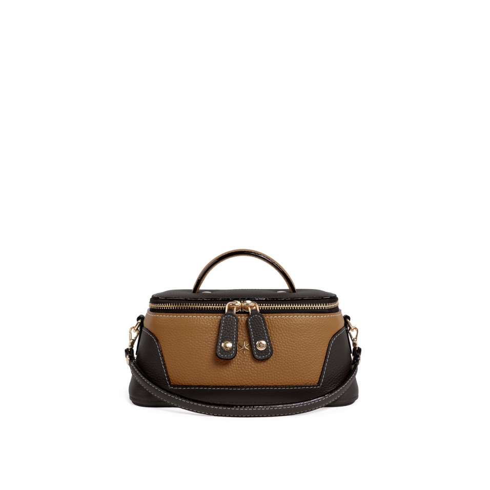 'Lingot Duo' Nappa Leather handbag Chocolate, Cognac& Gold