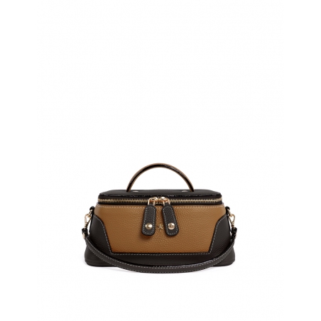 'Lingot Duo' Nappa Leather handbag Chocolate, Cognac& Gold