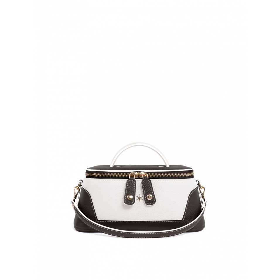 'Lingot Duo' Nappa Leather handbag Chocolate, Snow White & Gold