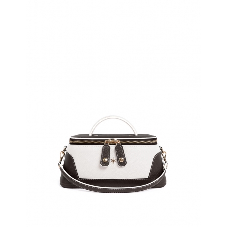 'Lingot Duo' Nappa Leather handbag Chocolate, Snow White & Gold