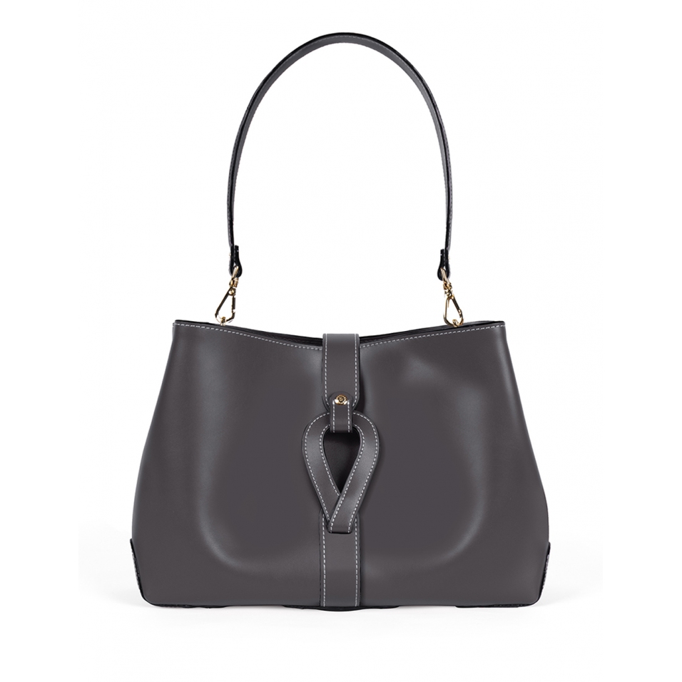 'Volute le Sac' Cabas Cuir Nappa Gris Volcan et Or